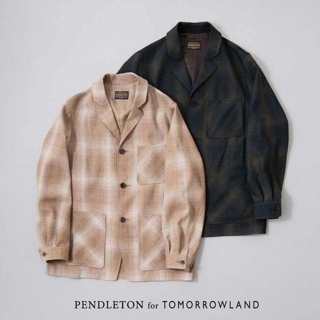 〈TOMORROWLAND〉の英式紡績機を使用し、アメリカのライフスタイルブランド〈PENDLETON〉のアーカイブ柄を表現した別注ジャケットをオンラインにて先行予約、2月上旬に店頭発売を開始。