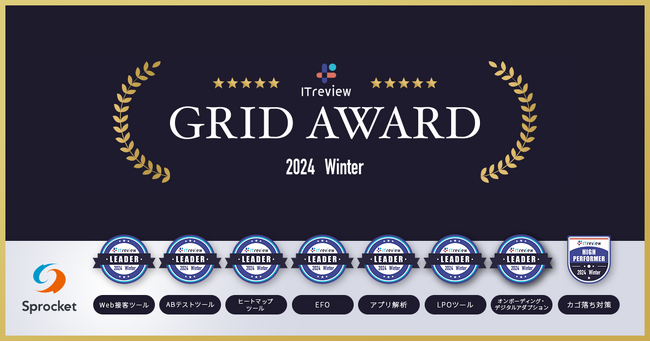 Sprocketが「ITreview Grid Award 2024 Winter」総合7部門にて最高位の「Leader」を受賞