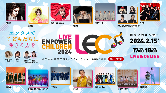 小児がん治療支援チャリティーライヴにきゃりーぱみゅぱみゅ、FANTASTICS、FRUITS ZIPPERの出演が決定！明日、1月20日（土）よりチケット一般発売開始！