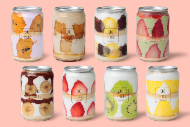 【FRUITS SAND THREE】 新鮮なフルーツと、たっぷりの低糖質クリームが詰まった『低糖質パンケーキ缶』。ギフトにぴったりなボックス入りで販売開始！卸売もスタートしました。