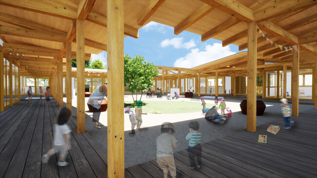 学生のアイデアがカタチに つつじが丘保育園(仮称)の建設工事が始まりました