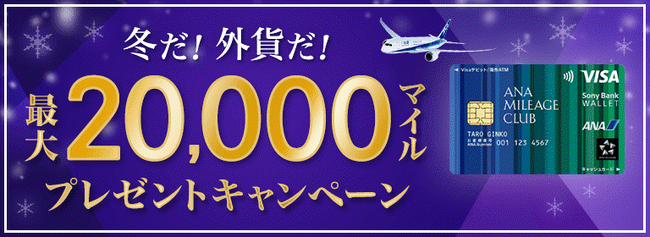 「冬だ！外貨だ！最大20,000マイルプレゼントキャンペーン」実施のお知らせ