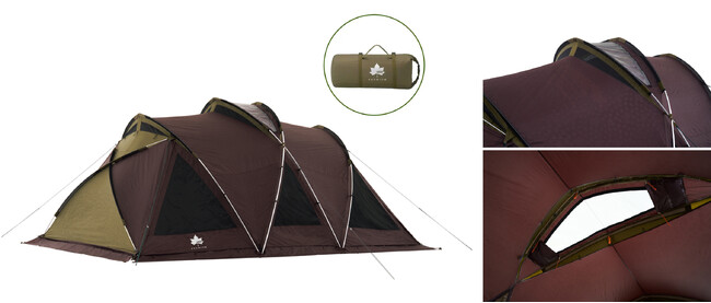 キャンプで星空観察！どんぐり形フレームの天窓付き２ルームテント「プレミアム エーコン PANEL X DOME L」新発売！