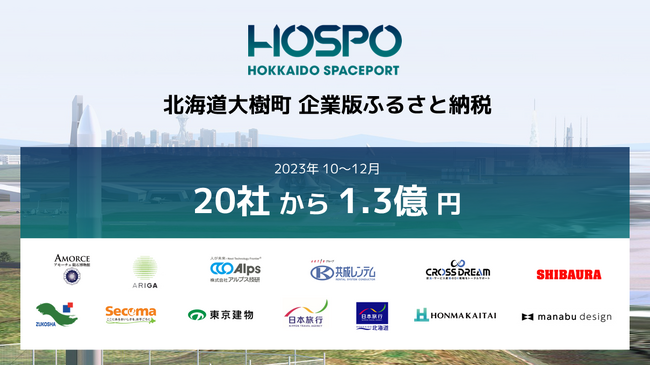 民間にひらかれた商業宇宙港「北海道スペースポート」プロジェクトに企業版ふるさと納税で新たに20社、1億3,480万円の寄附