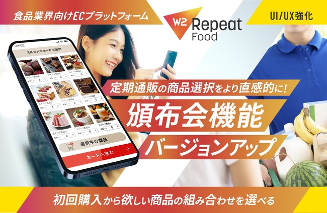 食品業界向けECプラットフォーム「W2 Repeat Food」の頒布会機能がバージョンアップ　初回購入から欲しい商品の組み合わせを選べる仕様を採用、商品選択画面も選びやすいデザインに