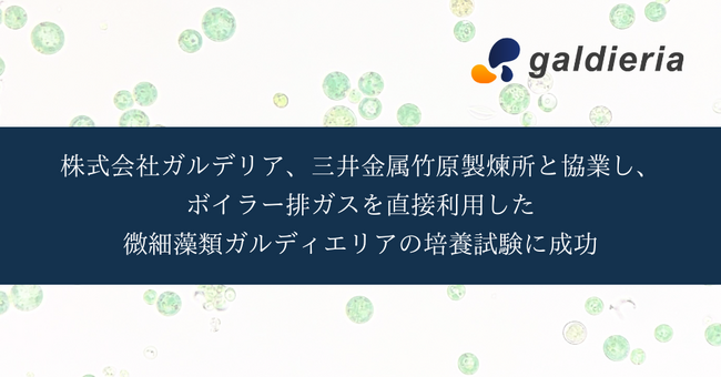 株式会社ガルデリア、三井金属竹原製煉所と協業し、ボイラー排ガスを直接利用した微細藻類ガルディエリアの培養試験に成功