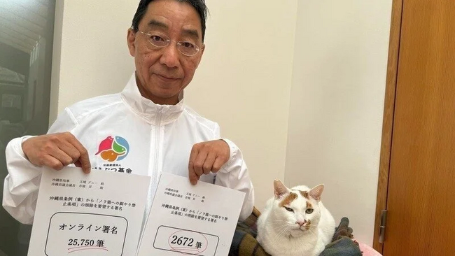 野良猫への餌やり禁止条項に反対！沖縄県知事、沖縄県議会議長に要望書と署名28,480筆を提出