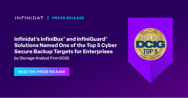 InfiniBoxおよびInfiniGuardソリューションが、DCIGの「エンタープライズ向けサイバーセキュアバックアップターゲット」のトップ5に選出