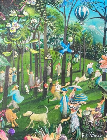 【伊勢丹新宿店】欧米でも人気「河野里枝 作品展」2/7(水)～開催中。 ファンの多い気球や風船などのモチーフを中心に 最新作を含むアクリル絵具による直筆作品を展示販売。