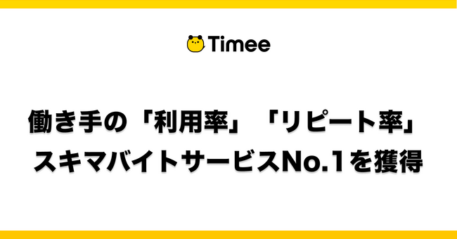 タイミー、スキマバイトサービスにおける働き手の「利用率」「リピート率」No.1を獲得