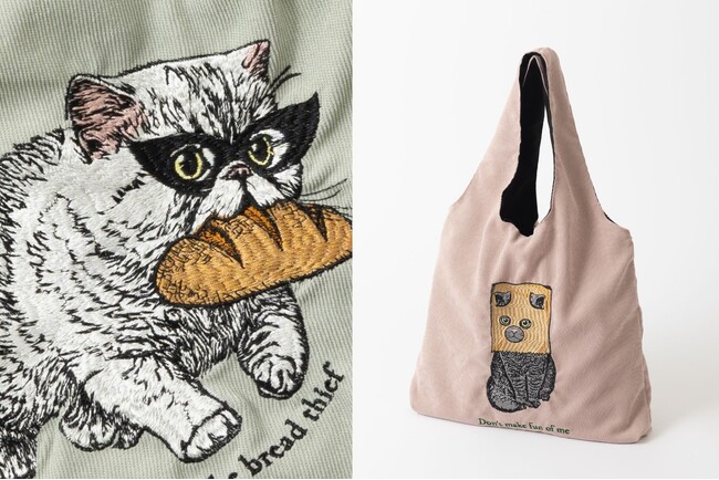 【泥棒猫ちゃんにご注意!】人気の立体刺繍トートバッグに春夏カラーの新デザイン登場