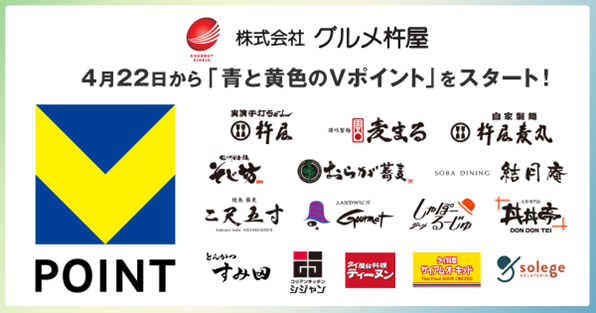4月22日からグルメ杵屋で「青と黄色のVポイント」を開始