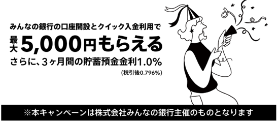 【株式会社みんなの銀行との連携強化】クイック入金の提供開始
