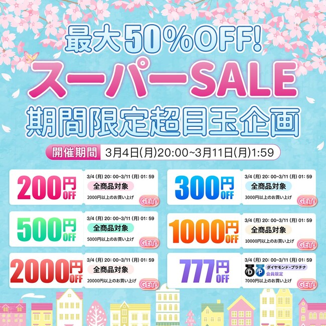 【大人気商品が千円ポッキリ】NimasoDirect楽天市場店3月スーパーセール開催！最大2000円OFFクーポン配布！