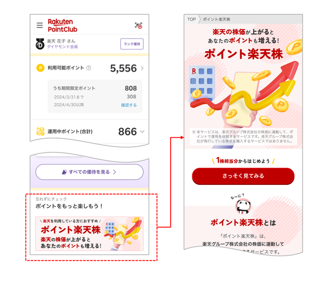 楽天、「ポイント楽天株」の本格提供を開始