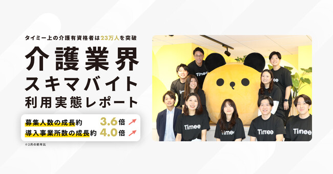 タイミー、介護業界のスキマバイト利用実態レポートを公開