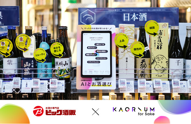 ビックカメラ有楽町店・千葉駅前店で多様な顧客ニーズを反映したお酒売場を実現　日本酒ソムリエAI「KAORIUM for Sake」～ビックカメララゾーナ川崎店、新宿西口店、新宿東口店にも続々展開～