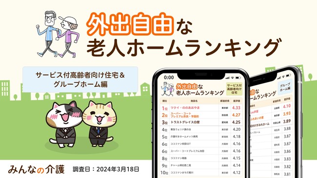 【みんなの介護】春はお出かけ日和！外出自由な老人ホームランキング（サ高住、グループホーム編）