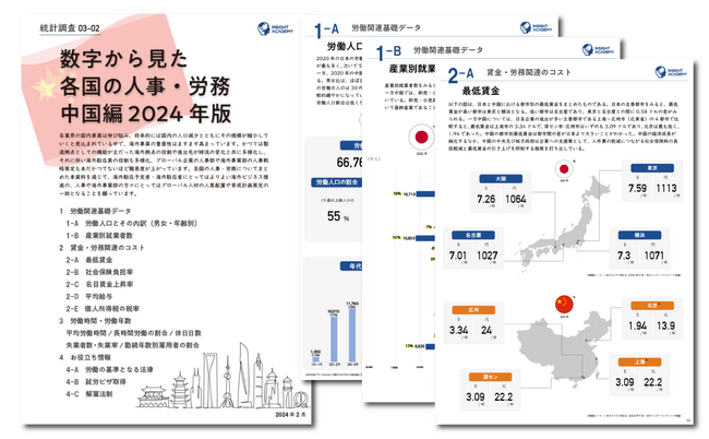 【人事・海外事業部必見】 数字から見た各国の人事・労務 中国編 2024年版《レポート無料公開》