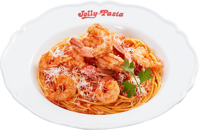 【ジョリーパスタ】あふれるエビの旨み！エビづくしの濃厚パスタが登場 ジョリーパスタ「たっぷりエビのトマトソース」新発売