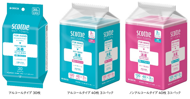 指定医薬部外品『スコッティ ウェットタオル 消毒 アルコールタイプ 30枚』 リニューアル