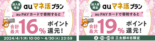 au PAY ふるさと納税、auマネ活プラン限定で寄附額の最大3％のポイントを還元するキャンペーンを開催