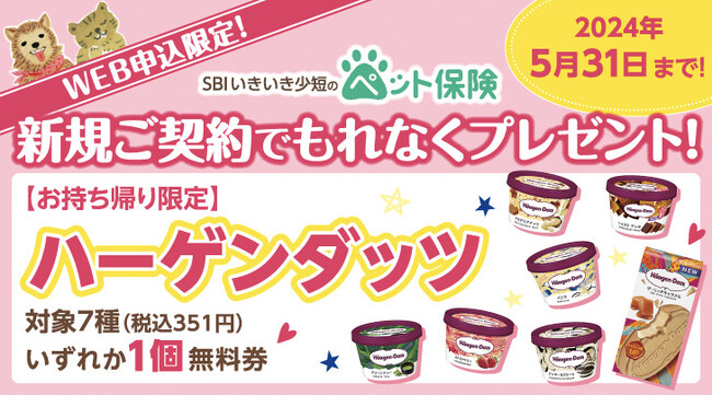 【SBIいきいき少短】ペット保険のWEB申込で「ハーゲンダッツ」をプレゼント！