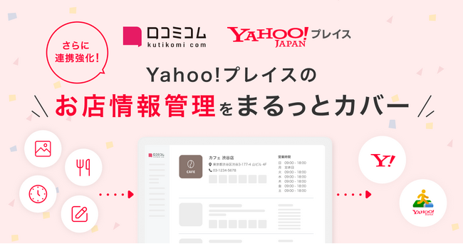 店舗向けAIサービス「口コミコム」、「Yahoo!プレイス」上の写真やメニューを管理できるように：店舗情報連携を強化