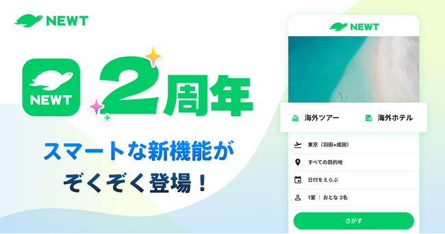 海外旅行予約アプリ『NEWT』、絶好調の2周年