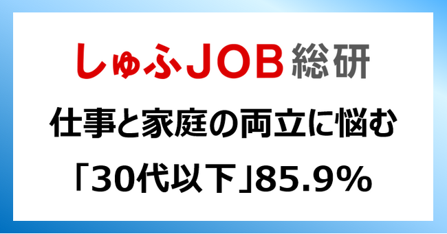 仕事と家庭の両立に“悩んでいる”主婦層「30代以下」85.9%「60代以上」33.8%