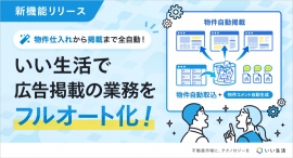 不動産市場特化型SaaSのいい生活、不動産リーシング業務のオートメーション化を加速する機能をリリース ～物件取込からPR文の生成、掲載の処理を自動化～