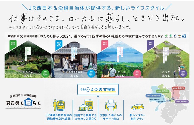 JR西日本×沿線自治体による「おためし暮らし 第４期」が 甲賀市・高島市・南丹市・丹波篠山市にてはじまります。