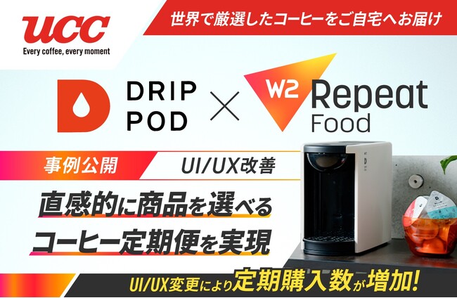 UCCグループのソロフレッシュコーヒーシステム株式会社がW2 Repeat Foodを採用　LTVの向上を目指しドリップポッド公式ストアをリニューアル、新規の定期購入申込数が大幅アップ