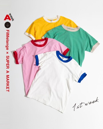 スーパー エー マーケット 青山・新宿・京都の3店舗で日本のカットソーブランド、フィルメランジェとの別注Tシャツを4月12日(金)から数量限定で発売いたします。