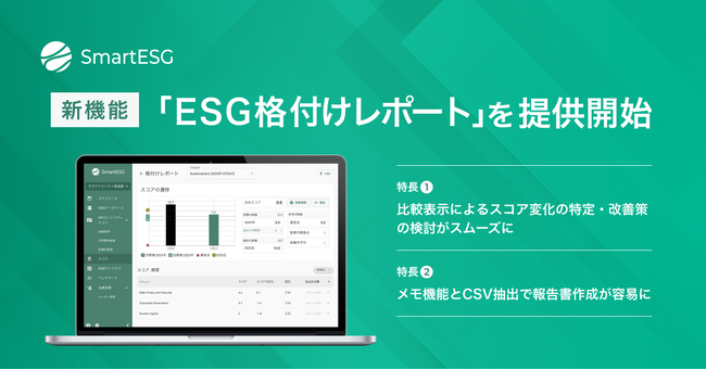 SmartESG、新たに「ESG格付けレポート」機能を提供開始
