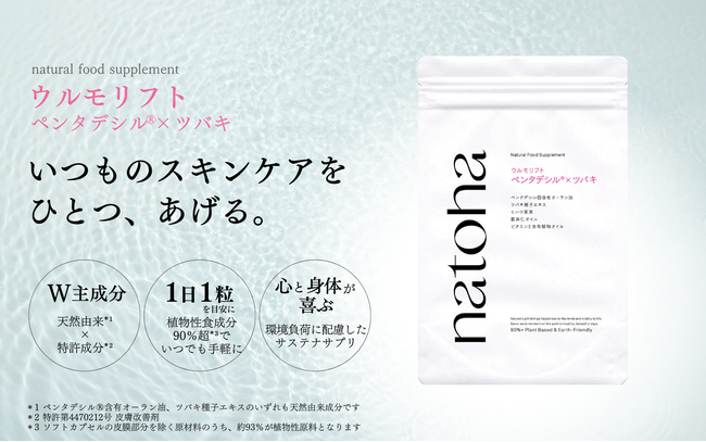 毎日をnaturalでhappyに過ごす価値を提案する日本発のライフスタイルブランド「natoha」から1日1粒でキレイを届けるナチュラルフードサプリ「ウルモリフト」を4月24日(水)より発売開始