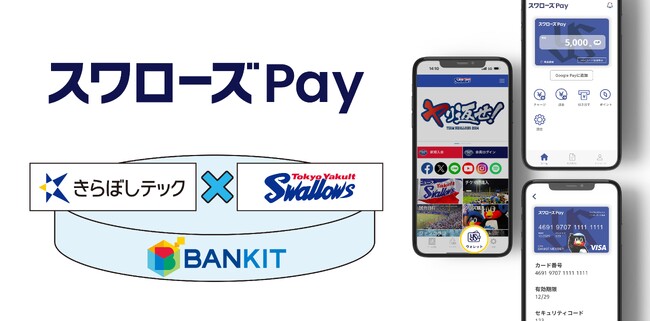 「BANKIT(R)」が新しいデジタルウォレット「Swallows Pay」に採用　～東京ヤクルトスワローズ公式アプリの新機能～