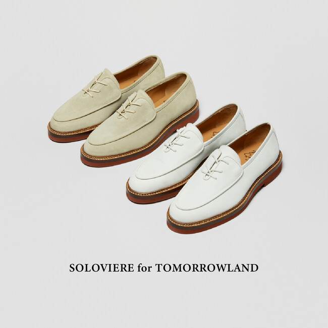 トゥモローランド 下記店舗にて、エフォートレスでシックなデザインが魅力のパリのブランド〈SOLOVIERE〉との別注シューズ〈SOLOVIERE for TOMORROWLAND〉を発売