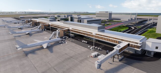 木造・鉄骨ハイブリッド構造採用の第１ターミナル北側サテライト施設 2026年夏頃の供用開始に向け着工