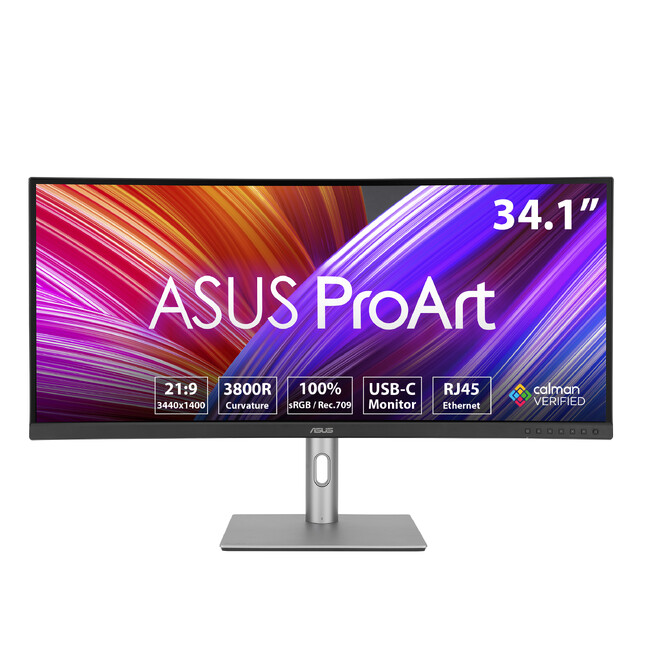 クリエイター向けブランドのProArtより、34.1インチ、21:9、3800RのIPS湾曲ディスプレイ「ProArt Display PA34VCNV」を発表