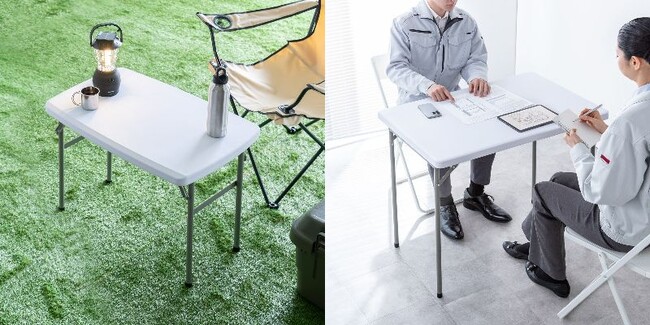 最大のポイントは軽量で出し入れが楽々！樹脂天板を採用した折りたたみテーブルを発売