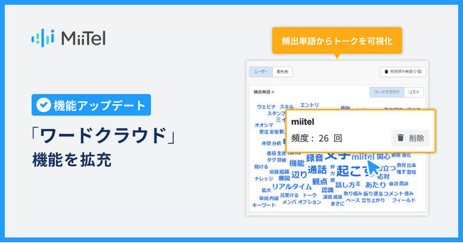 音声解析AI電話「MiiTel」、「ワードクラウド」機能を拡充