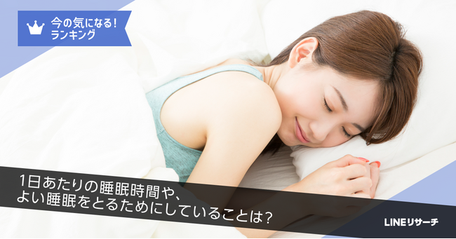 【LINEリサーチ】1日あたりの睡眠時間は「6時間~7時間未満」が最も多い結果に