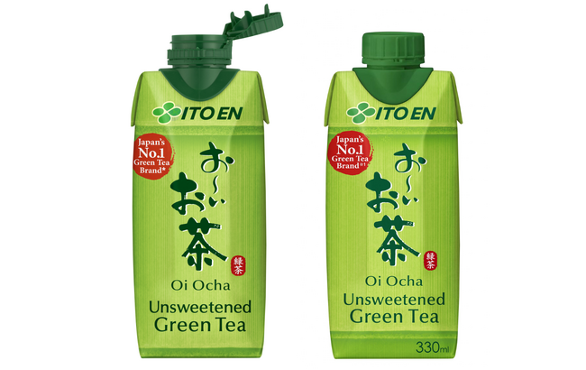 日欧同時発売「お～いお茶」の新製品に、テトラパックのキャップ付き紙容器が採用