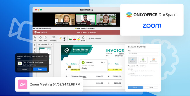 Zoom用ONLYOFFICE DocSpaceアプリがアップデート