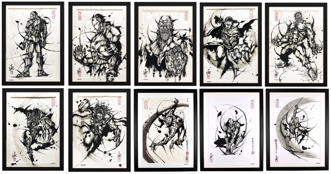 「アイアンマン」「スパイダーマン」など、こうじょう雅之が水墨画でダイナミックに描くマーベル武人画の原画10種蔵出し！