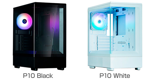 ZALMAN社製、フロントとサイドに強化ガラスパネルを採用した、ピラーレスデザインのミニタワー型PCケース「P10」シリーズを発表