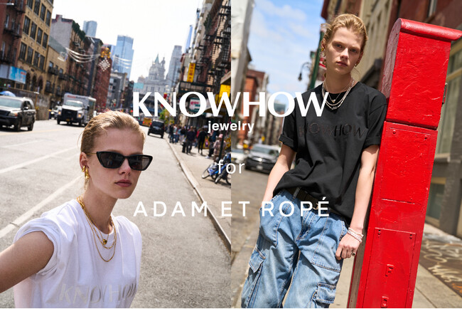 KNOWHOW jewelry とADAM ET ROPE'が初めてのコラボレーション。ジュエリーに似合うTシャツや重ね付けも楽しめるネックレスを制作し、予約受付を開始。