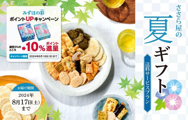 ささら屋 2024年夏ギフトの発売開始！6月16日までのご注文でささら屋ポイント10%進呈の「みずほの彩ポイントUPキャンペーン」を実施中 日の出屋製菓産業