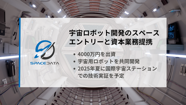 スペースデータ、宇宙ロボット開発のスペースエントリーと資本業務提携、4000万円を出資